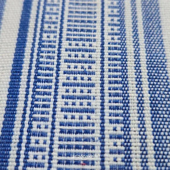 Cotton Linen Woven Scarf Blue & White - Picture 12 of 14